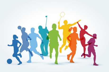Colorful sport people collage